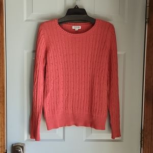 St. John's Bay, Women's, M, Crew Neck, Long Sleeve, Red, Cable &Straight Stitch